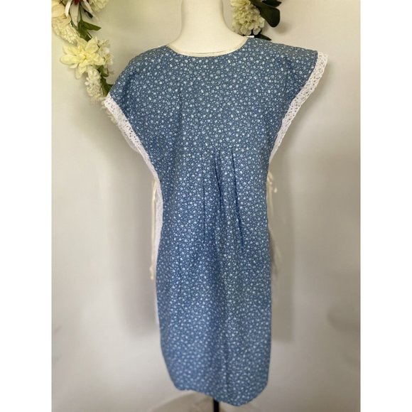 Vintage Homemade Jumper Dress Pinafore Apron 70's Embroidery Calico Farm Cottage - Picture 7 of 12